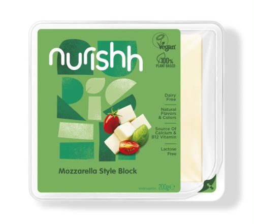 Nurishh mozzarella ízű vegán sajt alternatíva tömb 200g